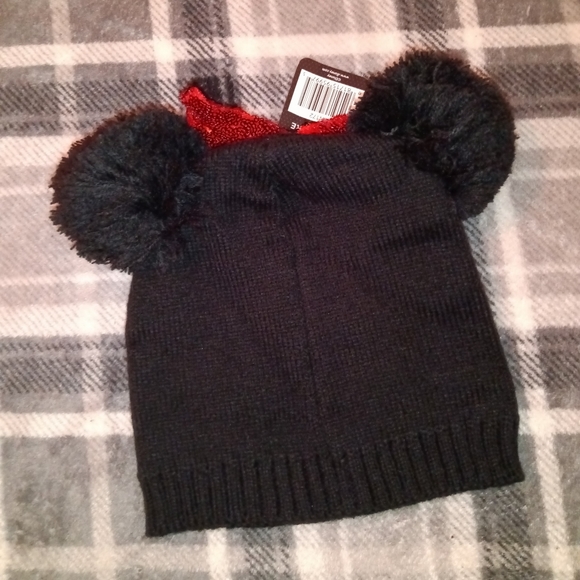 🆕 Disney| Minnie Mouse Girls Winter Hat Toboggan - Black & Red - One Size - Picture 2 of 8
